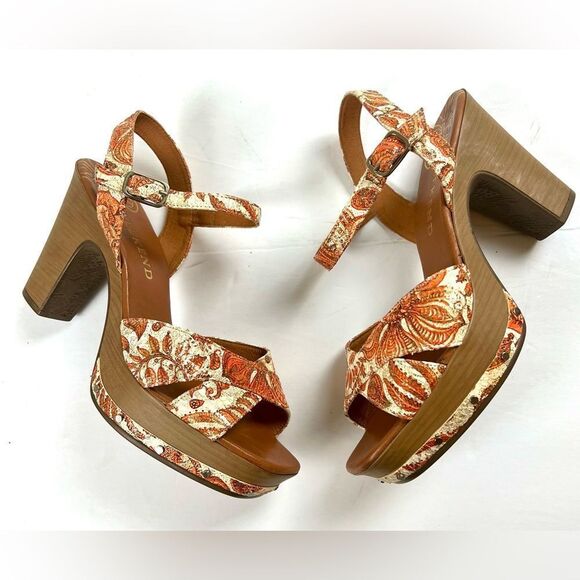 Pedro Miralles  Weekend Floral Platform Sandals - Orange and Cream - Picture 2 of 12